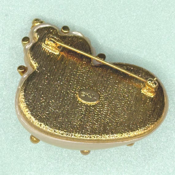 KJL Kenneth Jay Lane White Seashell Statement Bro… - image 6