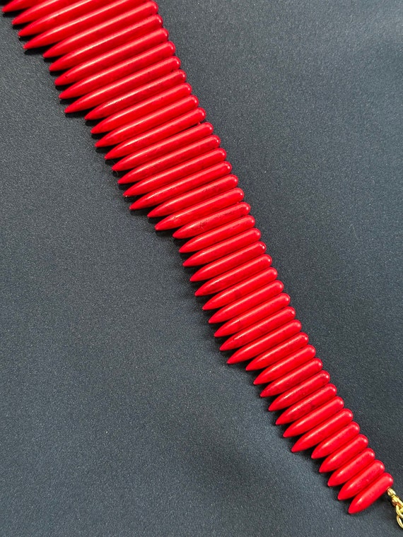 KJL Red Faux Coral Stick/Spike Collar Necklace - … - image 4