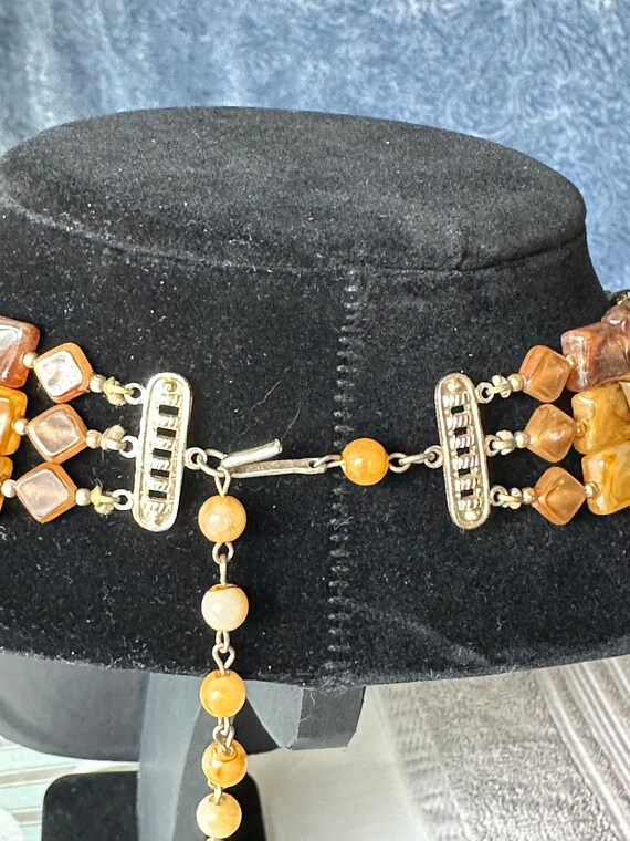 Faux Tortoise Shell Triple Strand Necklace - image 4