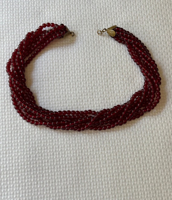 Deep Red Torsade Choker Style Rope Necklace Vintag