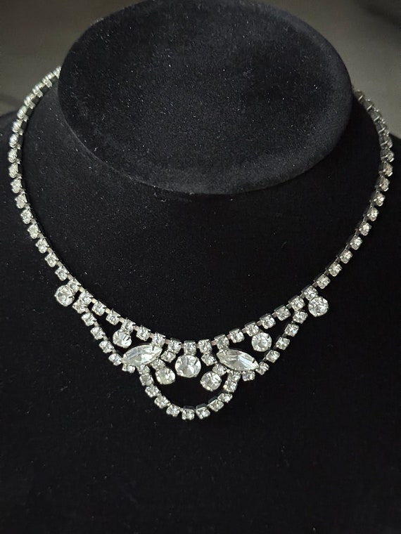 Sparkling Clear Rhinestone Choker Style Necklace