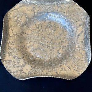 Floral Hand Wrought Aluminum Tray by Wilson Specialties - Vintage