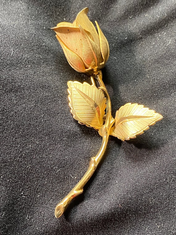 Giovanni Textured Gold Tone Rose Brooch