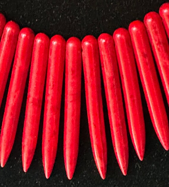 KJL Red Faux Coral Stick/Spike Collar Necklace - … - image 6