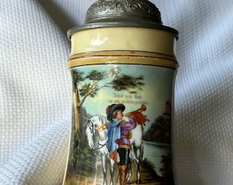 Trumpeter of Sackingen Porcelain Lithophane Stein, c. 1900 - Antique