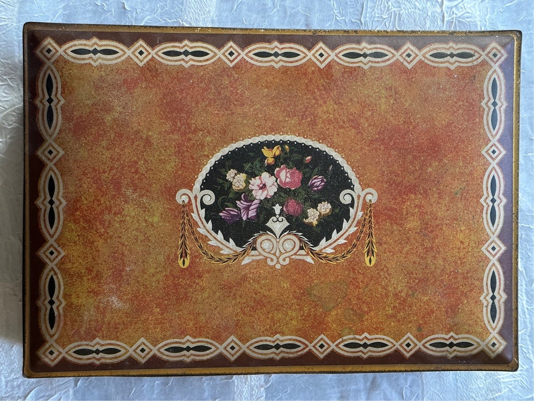 Vintage Uneeda Nabisco Biscuit Tin Floral Tins Sewing Tin Etsy