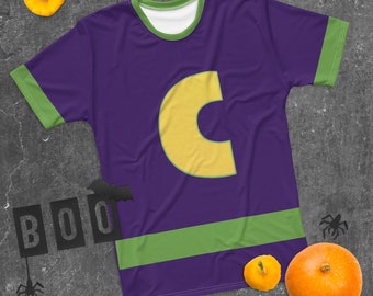 Chuck E Cheese Rockstar T-shirt met ronde hals. Verkrijgbaar in maten van peuters tot volwassenen. Perfect voor Halloween, cosplay, verkleedpartijen en fantasiespelletjes. Ideaal voor een verjaardagsfeest.