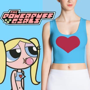 Power Puff Girls Inspired City of Clipsville Bubbles Crop Top Cosplay Halloween Costume Role Play Anime PPG Birthday Gift Hero 90s Cartoon