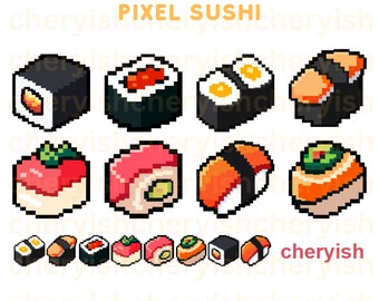 Pixel Sushi Sub Badge: Twitch Emote (Instant Download)