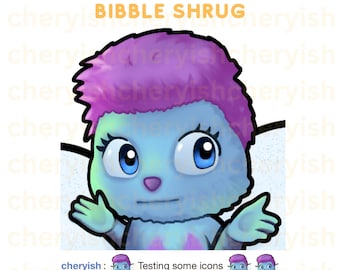 Bibble Shrug Emote, Pink Blue Creature for Twitch Discord (Digital Download)