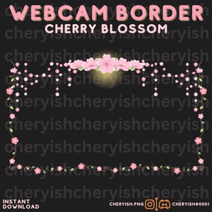 Cherry Blossom Webcam Overlay | Cherry Blossom Webcam Border 16:9 Twitch Streaming Webcam Border Frame