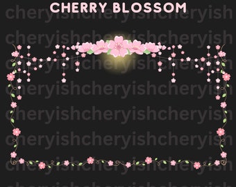 Cherry Blossom Webcam Border | 16:9 Twitch Overlay (Digital Download)
