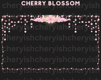Sakura Cherry Blossom Stream Overlay: Twitch Border Frame (Digital Download)