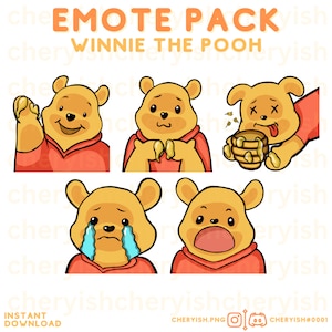 5x Pacote de Emotes do Ursinho Pooh | Twitch Ursinho Pooh