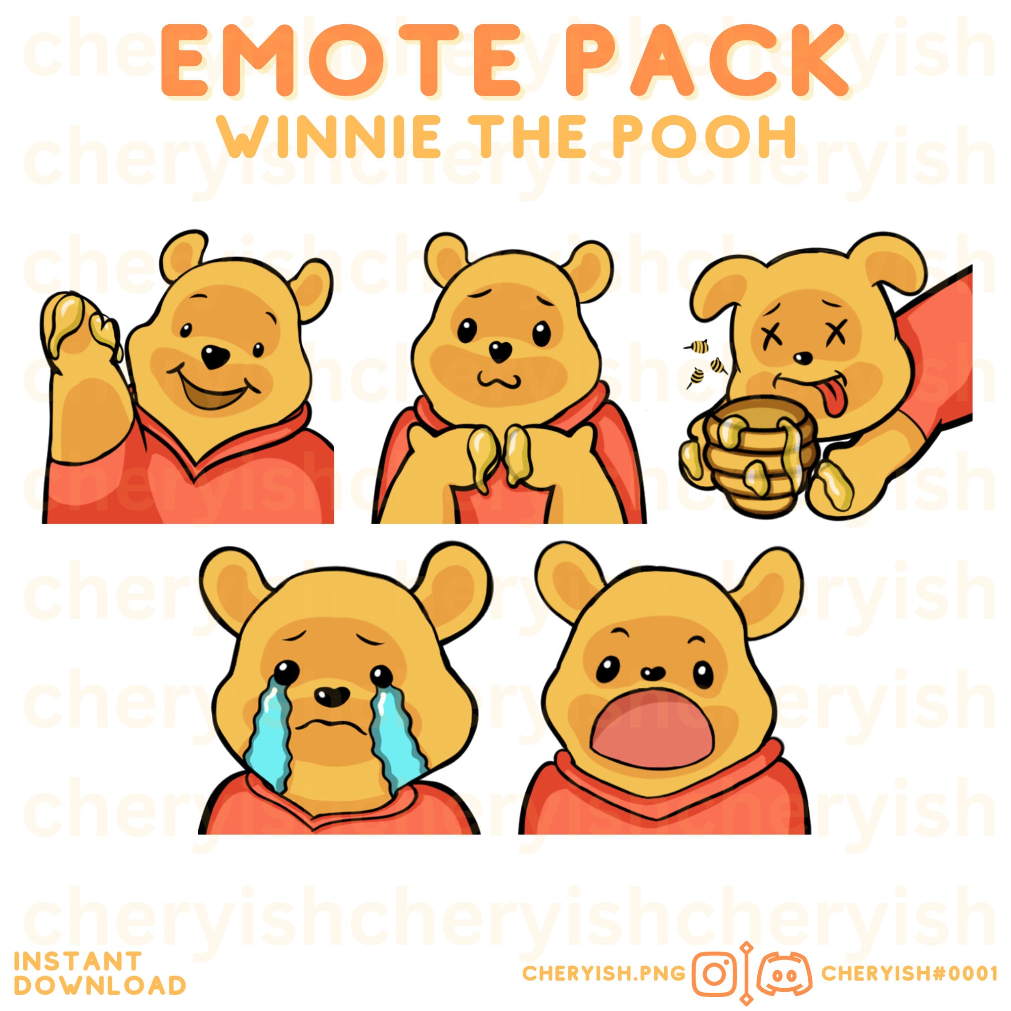 5x Winnie The Pooh Emote Pack | Twitch Winnie The Pooh