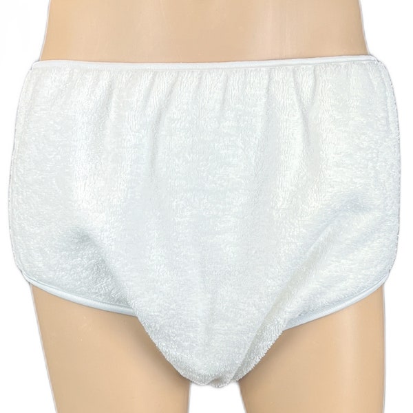 DryDayz White Single Thickness Adult Terry Towelling Incontinence Pants Brief For Men Or Women Unisex Washable Nappy Diaper