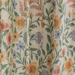 Cottage Floral Curtains - Farmhouse Style Printed Curtains for Bedroom and Living Room, Custom Curtains Available
