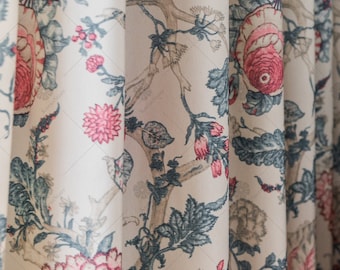 Vintage Red Floral Printed Curtains: Custom Home Decor Drapes