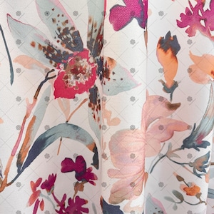 Floral Print Curtain, Vibrant Colorful Flowers Curtain, Window Treatment for Living Room or Bedroom