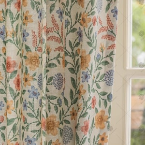 Country Farmhouse Floral Curtains, Green Curtain Decoration, Custom Bedroom Curtains