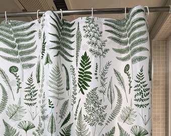 Custom Green Shower Curtain, Tropical Plant Floral Shower  Curtain, Housewarming Gift