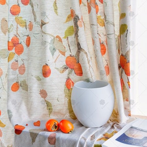 Orange Long Curtain, Modern Living Room Curtain Decoration, Blackout Curtain