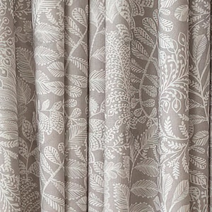 Custom Gray Botanical Curtains - Chic Floral Prints for a Nature-Inspired Home
