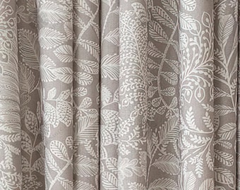 Custom Gray Botanical Curtains - Chic Floral Prints for a Nature-Inspired Home