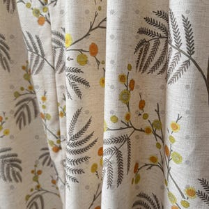 Orange and Yellow Botanical Pattern Curtains - Custom Farmhouse Style Curtains, Cozy Country Decor for Bedroom and Living Room
