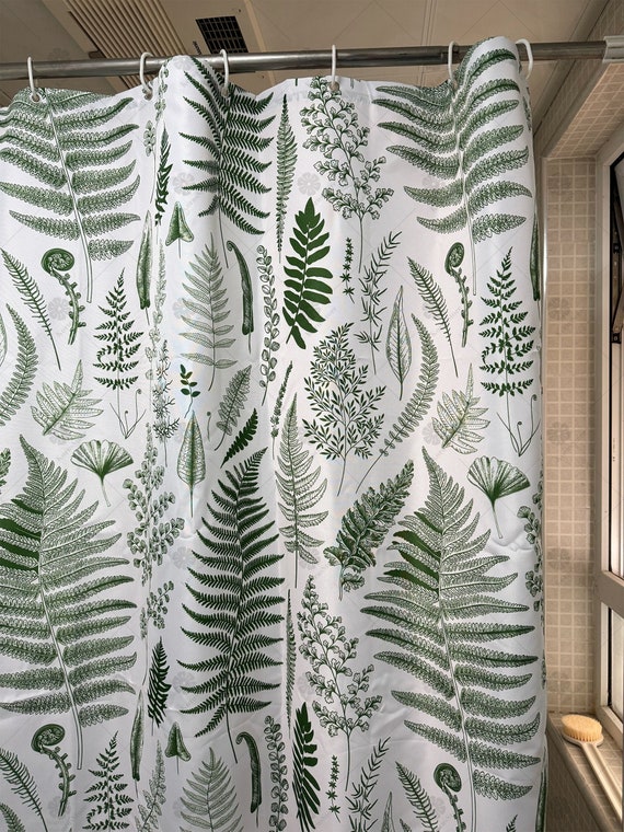 Custom Green Shower Curtain, Tropical Plant Floral Shower  Curtain, Housewarming Gift