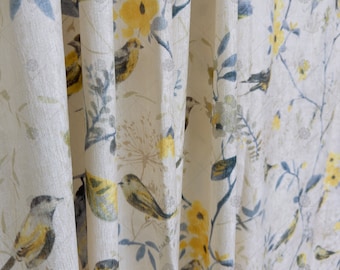 Floral Bird Pattern Curtain: Rustic Countryside Bedroom Decor