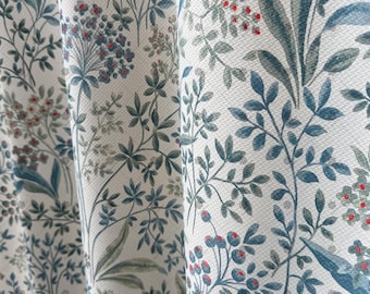 Teal Botanical Curtains: Custom Floral Bedroom & Living Room Decor