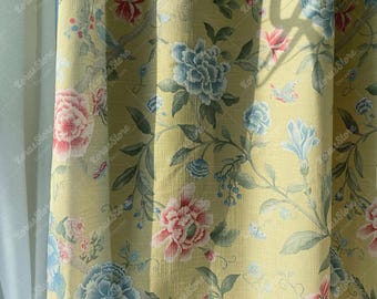 Floral Semi Blackout Curtain,Vintage Room Darkning Drapes for Living Room
