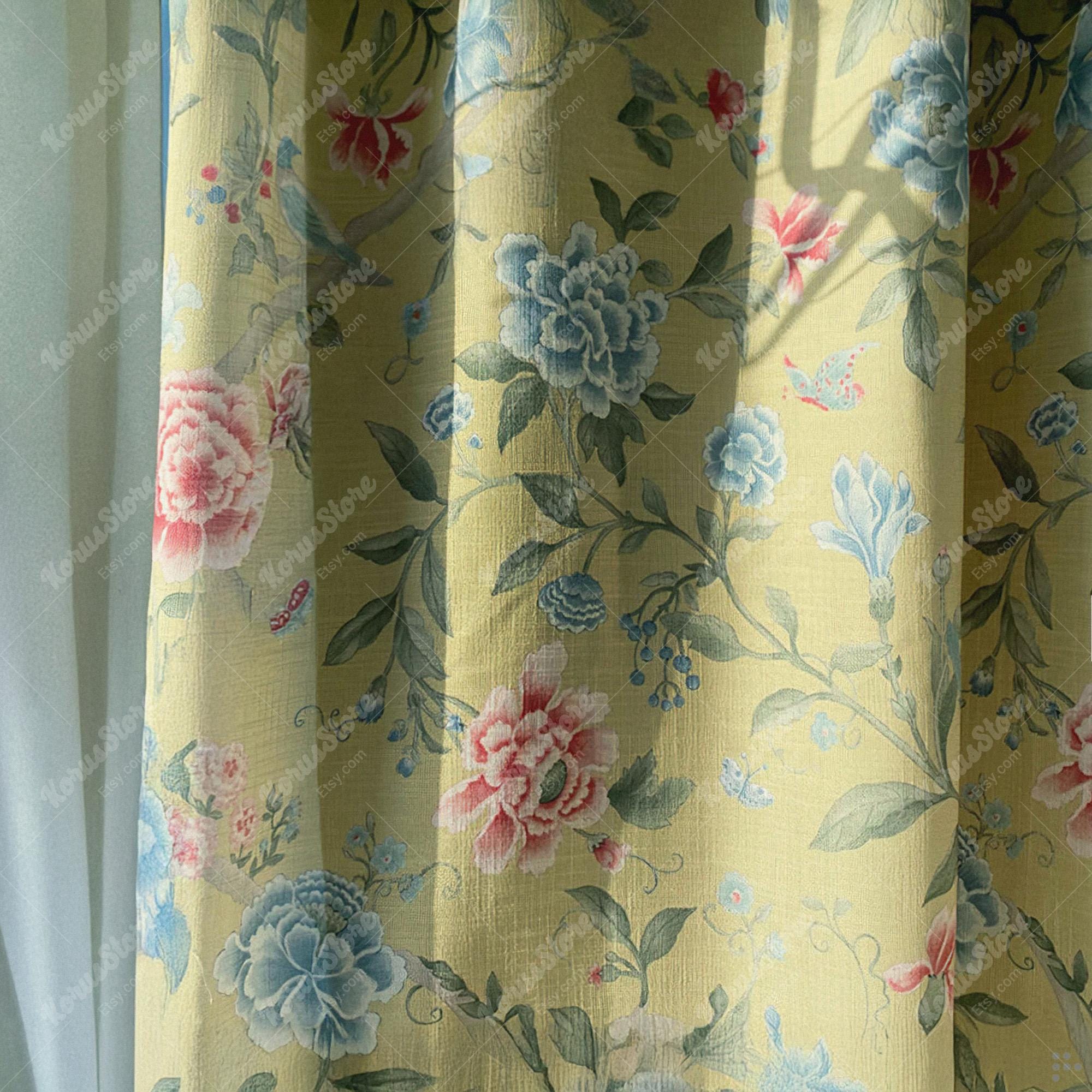 Tenda semi-oscurante floreale, tende oscuranti vintage per soggiorno