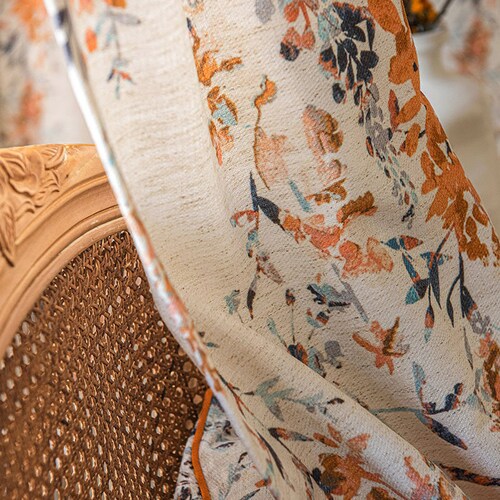 Custom Bohemian Orange Floral Curtains Blackout Curtains Etsy