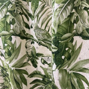 Tropical Parrot Print Curtains, Green Botanical Drapes, Jungle Theme Window Panels, Nature Inspired Curtains for Living Room, Bedroom, Café