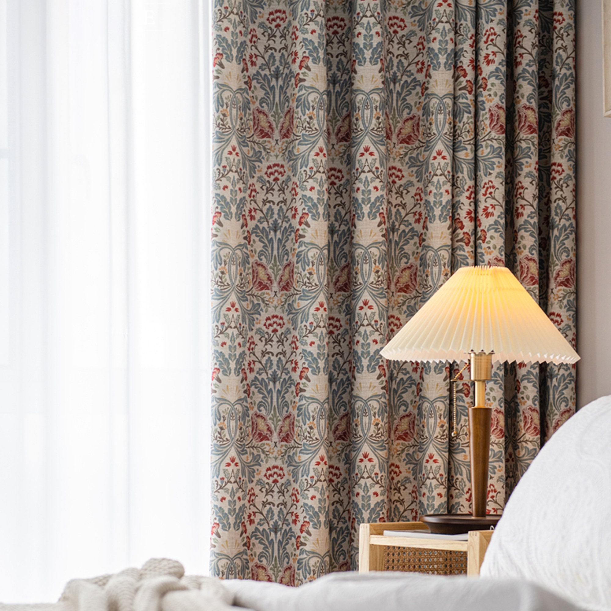 Modern Living Room Curtain, Baroque Style Large Floral Pattern