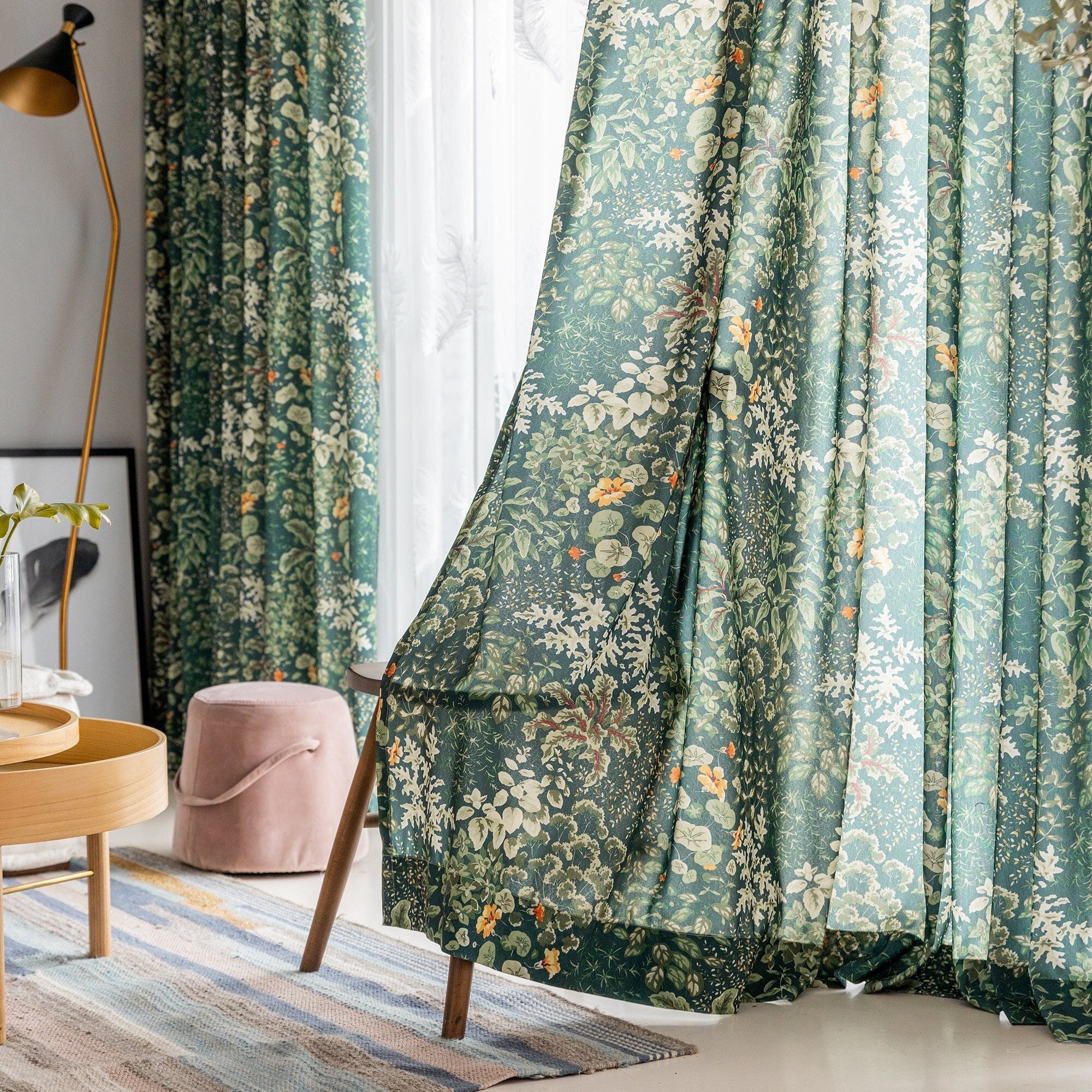 Green curtains discount
