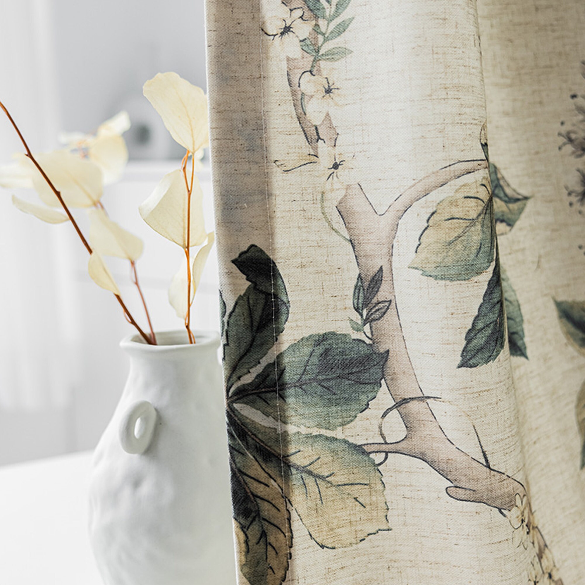 Botanical print curtains country garden style living room etsy