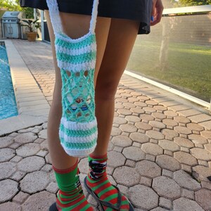 Two-Tone Crochet Water Bottle Bag - 28 in Strap