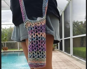 Sunset multicolor crochet water bottle holder  / two sizes of strap to choose from.
