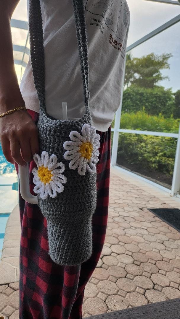 Crochet Stanley Cup Bag: 40 Oz, Daisy Design, Handle Slot - Etsy