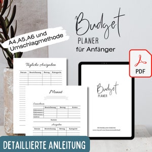 Beginner budget planner: Digital PDF template household budget, suitable for zipper of the envelope method, budget planner German