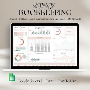 Ultimate Bookkeeping Spreadsheet for Small Business | Income and Expense Tracker, Profit and Loss, Tax & Dashboard | Google Sheets