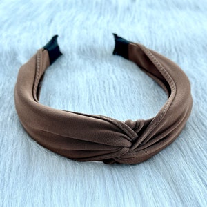 Brown fabric knotted headband, fashion wide headband, holiday headband, boho headband, women hair accessories, gift for her