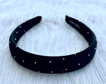 Black Velvet Headband, Star Headband, Padded Headband, Bandana Headband, Holiday Headband, Gift for Her