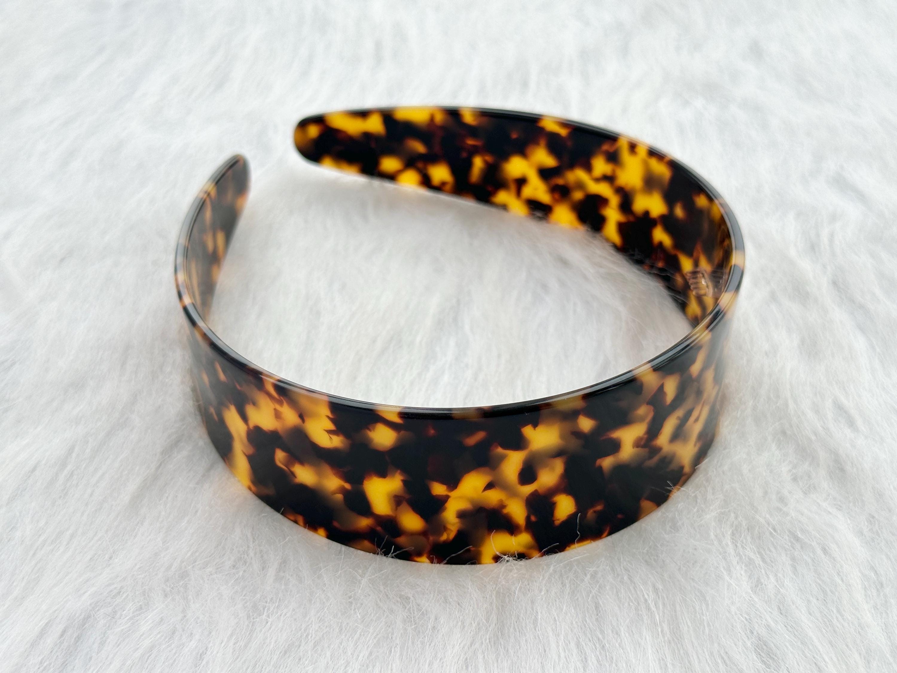 Tortoiseshell Wide Padded Headband - Dark Brown/Black Tortoiseshell Wide Headband (Final Sale) - Verafied New York main image 3