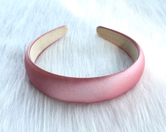 Rosa Satin Stirnband, Seiden Stirnband, Braut Stirnband, Damen Stirnband, gepolstertes Stirnband, Vintage Stirnband, Haarschmuck