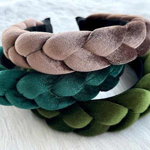 Brown velvet headband, vintage braided headband, boho headband, wedding headband, women hairband, hair accessories