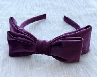 Purple Velvet Headband,Bow Hairband,Topknot,Vintage Velvet Headband,Fashion Turban Headband,Women&#39;s Hairband,Gift for Her